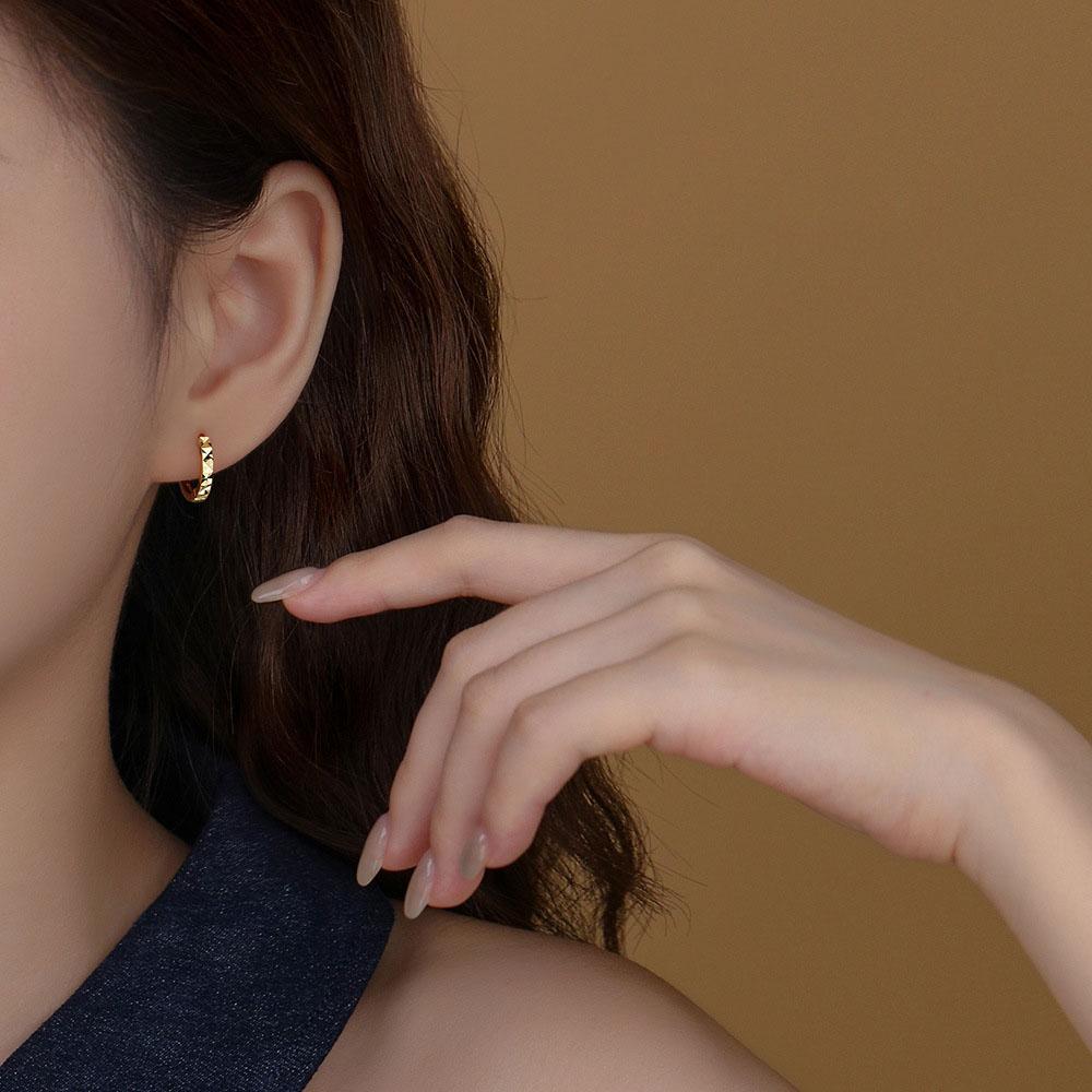 S925 Sterling Silver Rhombus Shaped Floral Earrings for Women Jewelry Accessories YB-XY-623