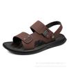 Мужские кожаные сандалии, повседневные спортивные пляжные шлепанцы, летняя новая тенденция, мягкая подошва, шлепанцы двойного назначения, нескользящие сандалии