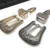 1Set Replacement Parts Craft Buckle DIY For Men Vintage Alloy Belt Buckle Embossed Three Piece Pin