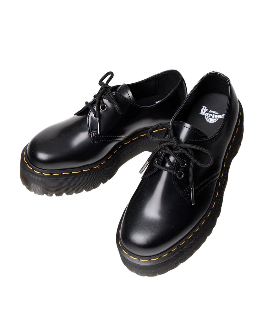 Доктор. Обувь Dr. Martens 25567001 1461 QUAD 3-люверсные ботинки Женские ЧЕРНЫЙ Размер 4 / Прибл.. 23,0 см