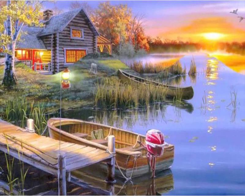 5D алмазная живопись дом картина горный хрусталь Алмазная вышивка пейзаж полный квадратный круглый ремесленный декор для дома