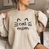 Толстовка Cat Mom Толстовки Cat Mama Подарок Cat Mom Женские толстовки с графическим рисунком Пуловеры с круглым вырезом с длинными рукавами Женский уличный топ