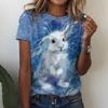 Women's T Shirt Rabbit 3d Print T-shirt Women Fashion T-shirts Floral T Shirt Short Sleeve Tops Tees Y2k Clothes Camisetas
