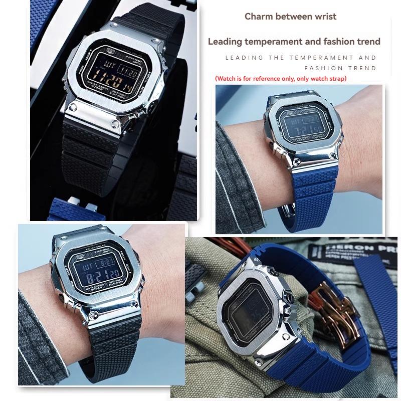 Высококачественный фторкаучуковый ремешок для часов Для G-SHOCK Casio 35/50 anniversary маленький серебряный блок Серия GMW-B5000 аксессуары