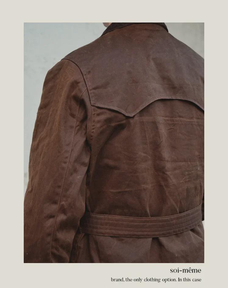 Мужская куртка-ветровка Shenwu American Retro из вощеной ткани для мотоциклистов - зимняя, цвета хаки