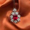 New 2022 Wedding Necklace for Women Luxury Red/White Cubic Zirconia Bridal Marriage Ceremony Party Pendant Necklace Jewelry