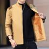 Повседневная мужская зимняя хлопковая стираная куртка, мужское бархатное деловое пальто для молодежи и среднего возраста с воротником-стойкой