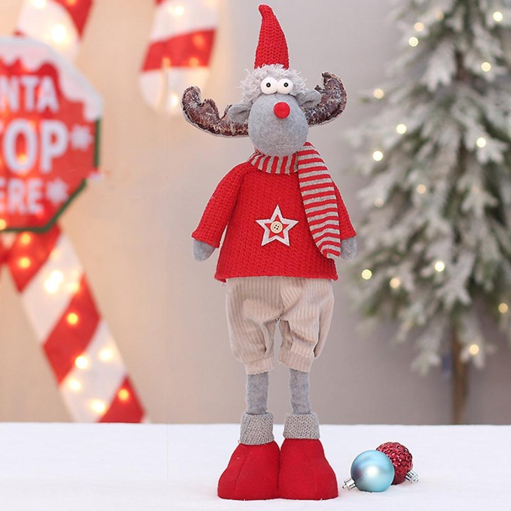 Santa Claus Snowman Elk Telescopic Doll Soft Merry Christmas Decoration  Home Window Decoration