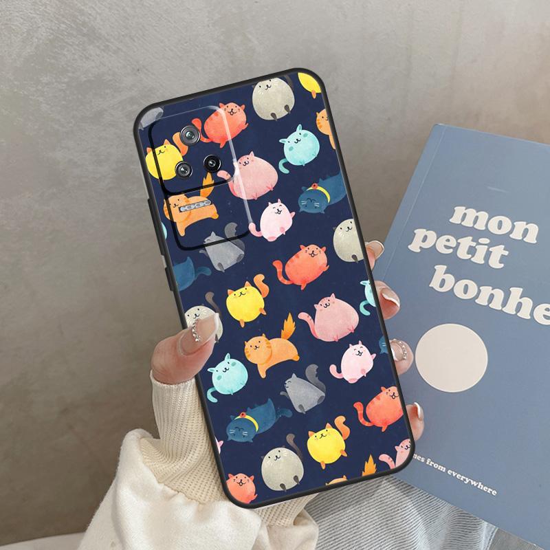 Милый Мультяшный Чехол-Кошка Для Xiaomi 15 14 Ultra 13T 14T 15T Pro 17 Pro Max POCO X7 X3 X5 X6 F5 F6 F7 F8 Pro Обложка