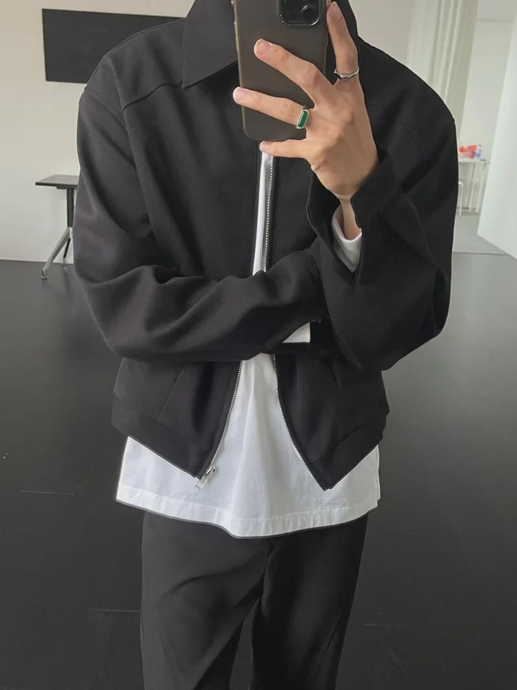 Мужское повседневное свободное короткое пальто в корейском стиле на осень/зиму с широкими лацканами