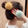 Elastic Imitation Rabbit Fur Ponytail Holder Pompom Rubber Band Hair Accessories Plush Hair Rope