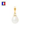 Compagnie Générale Des Perles - Genuine Pear Cultured Pearl Pendant 7-8 Mm - 18 Carat Yellow Gold - Women's Jewelry