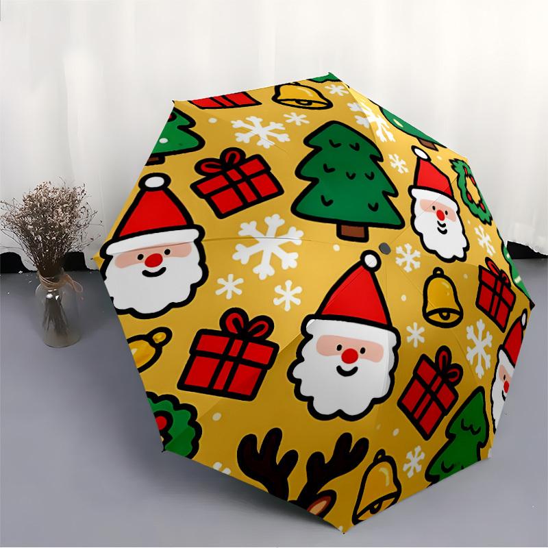 1pc Christmas ornaments Automatic Folding Umbrella - Portable Collapsible Design, 8-Rib Iron Frame, Durable Fabric yy251125062