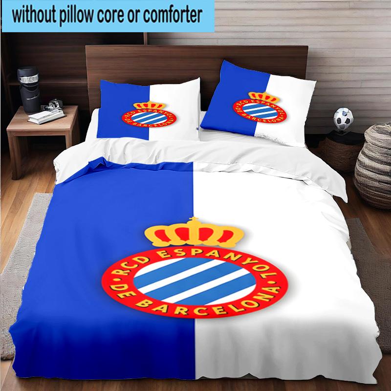 3PCS Football Espanyol Design Bedding Set,Including 1pc Duvet Cover And 2pcs Pillowcases Perfect for Bedroom, Dormitory, Fan Christmas gift