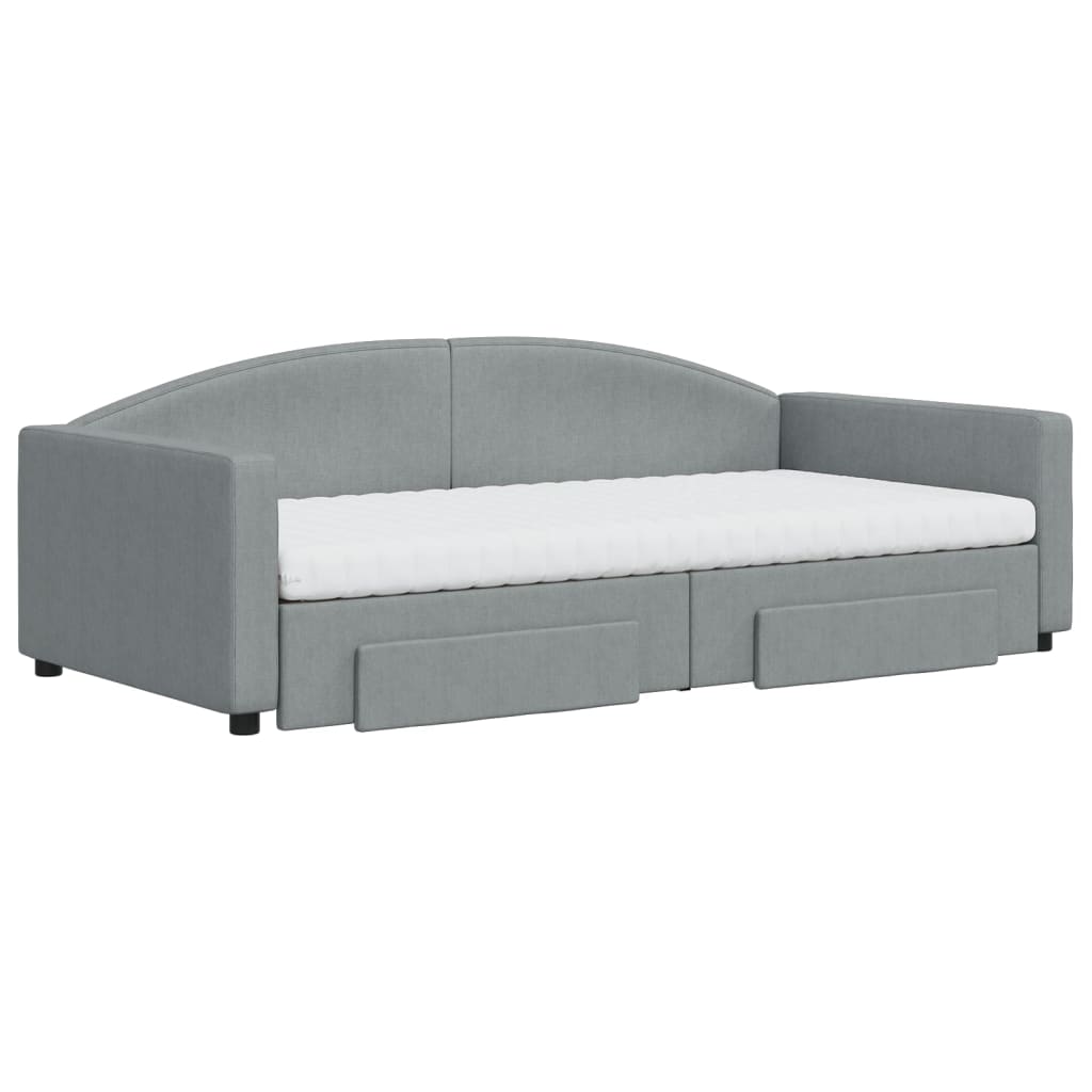Vidaxl Sofa Rozsuwana Z Szufladami, Jasnoszara, 100X200 Cm, Tkanina