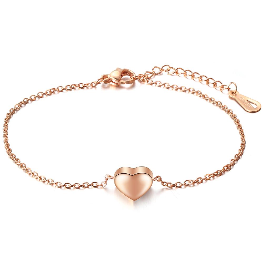 Fashionable, Individual and Trendy Heart-shaped Perforated Stainless Steel and Titanium Steel Bracelet and Anklets