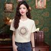 Women's Summer 2024 Chinese Style Cotton T-Shirt: Trendy Short Sleeve Top