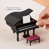 1:12 Dollhouse Miniature Furniture Playset, Piano with Bench Instrument Model, Living Room Décor Doll's House Accessories