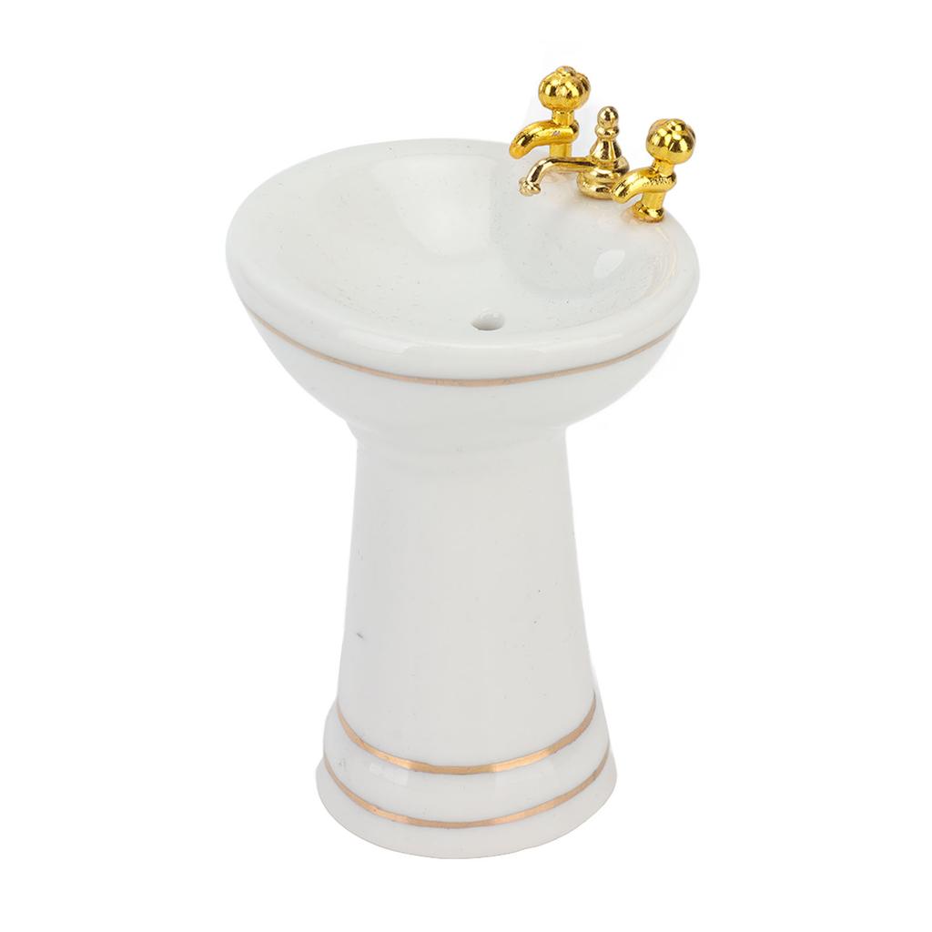 5 Pieces 1:12 Dollhouse Bathroom Set Cute Beautiful Porcelain Dollhouse Miniature Furniture Toys