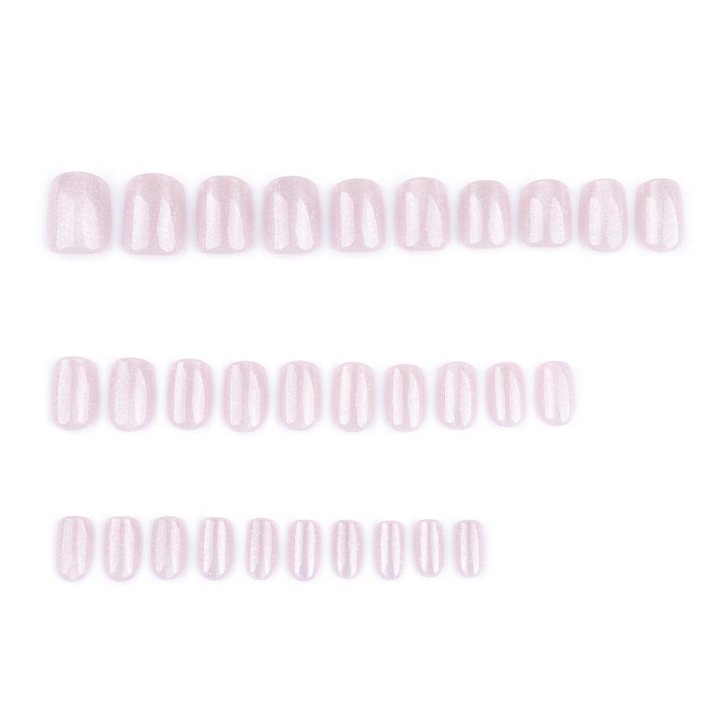24 Pieces Naked Powder Flash Cat's Eye Nail Short Square Manicure Fake Nail Hot-selling Nail Nail Piece Fake Nails