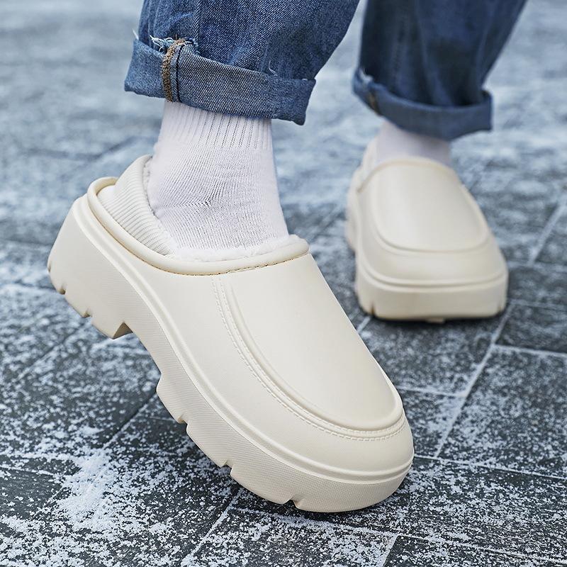 Теплая зимняя хлопковая обувь, женские теплые меховые домашние тапочки, нескользящие плюшевые тапочки из ЭВА, домашние тапочки для пар с толстой подошвой, шлепанцы