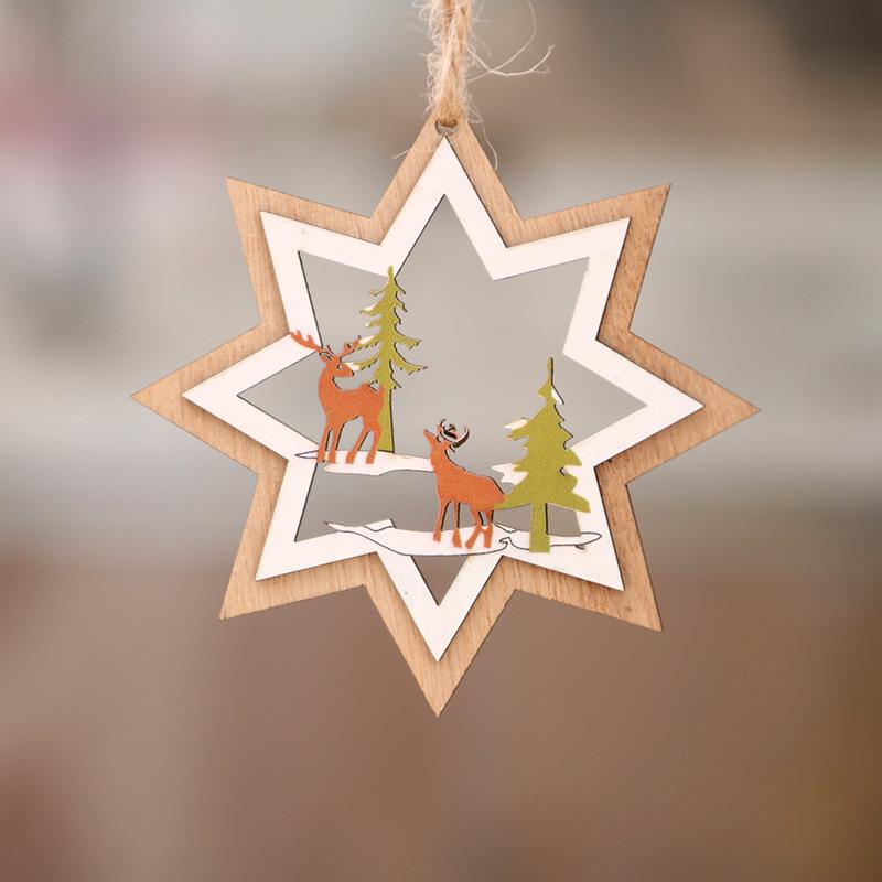 Wooden Laser-Cut Christmas Tree Ornaments: Small Star & Bell Pendants