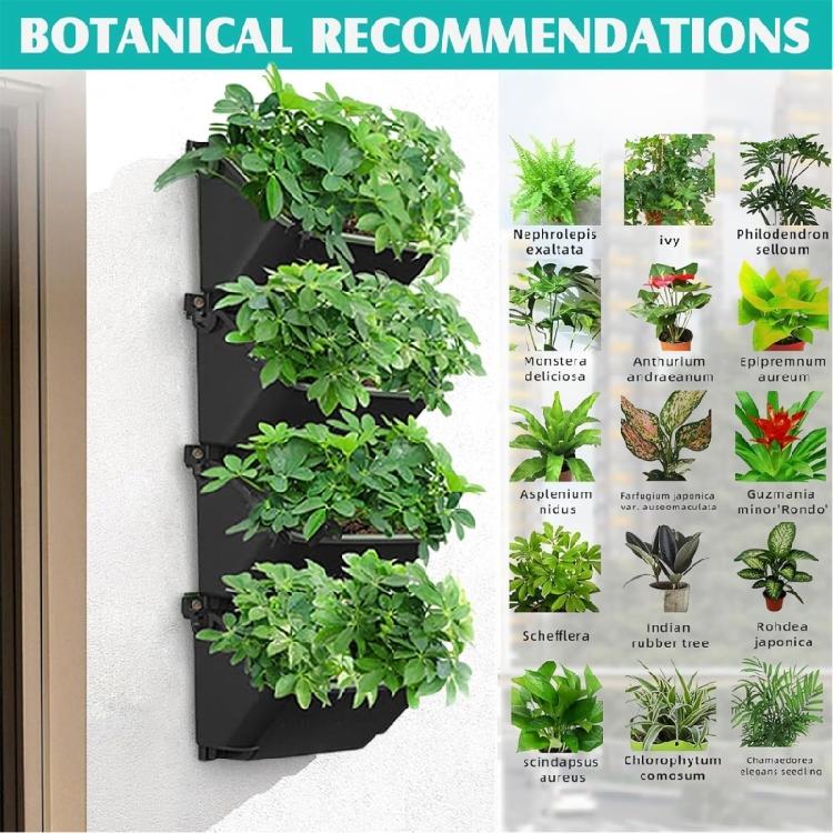 Watering Wall Planter Set Of 4 Plastic Vertical Garden Planter For Herbs Flowers Succulents Indoor Outdoor Space Saving Design