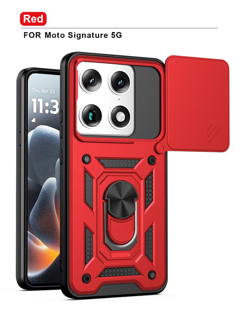 Для Motorola Signature 5G Чехол-броня с защитой выдвижной камеры Для Moto Signature 5G Магнитный держатель для автомобиля Металлическое кольцо Чехол