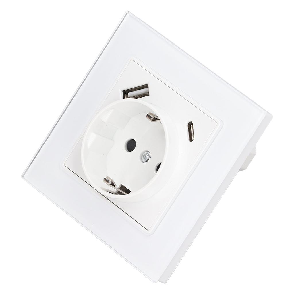 Standard Type C 5V 2.1A USB Concealed Mounted Socket Tempered Glass Panel Wall Socket 82 Type  3520W