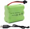 7.2V 2400mAh NiMH Rechargeable Battery with USB Charger | Compatible with RC Cars, Tanks, Boats | Ideal for RC Hobbies, Green