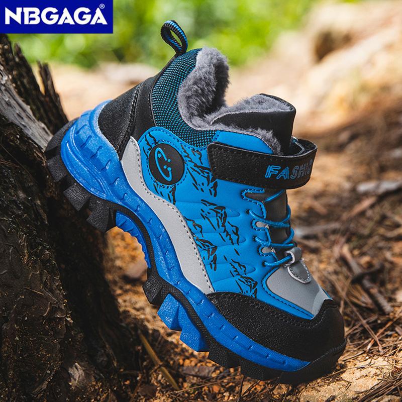 Зимние детские повседневные снежные ботильоны Нескользящая уличная обувь для альпинизма Модные детские водонепроницаемые теплые кроссовки