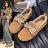 Зимние круглоголовые хлопковые туфли из бархата Новые зимние ретро Birkenstock с мягкой подошвой, на шнурках, износостойкие, пушистые туфли