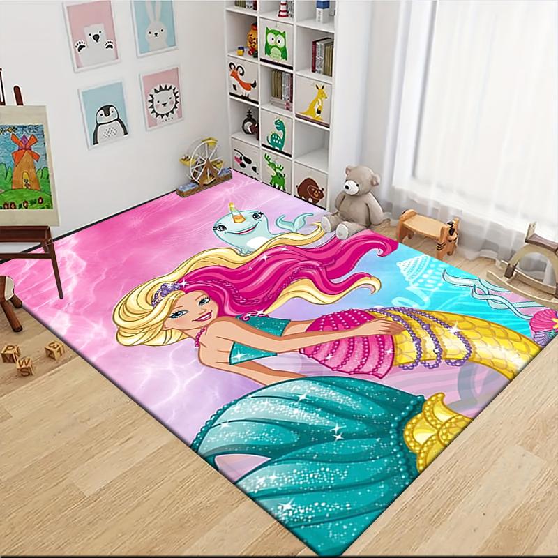 Mermaid Unicorn Adventure Carpet Rug Soft Washable Antislip Home Living Room Sofa Mats Personalized Christmas Rug