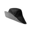 Korean Striped Double-side Bucket Hat For Women Wide Brim Anti-UV Sun Protection Panama Cap Outdoor Beach Travel Fishmen Caps