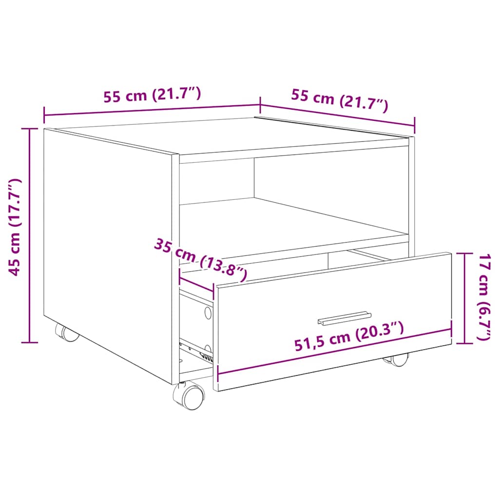 Coffee Table with Drawers Reclaimed Wood Look 55 x 55 x 45 cm Engineered Wood