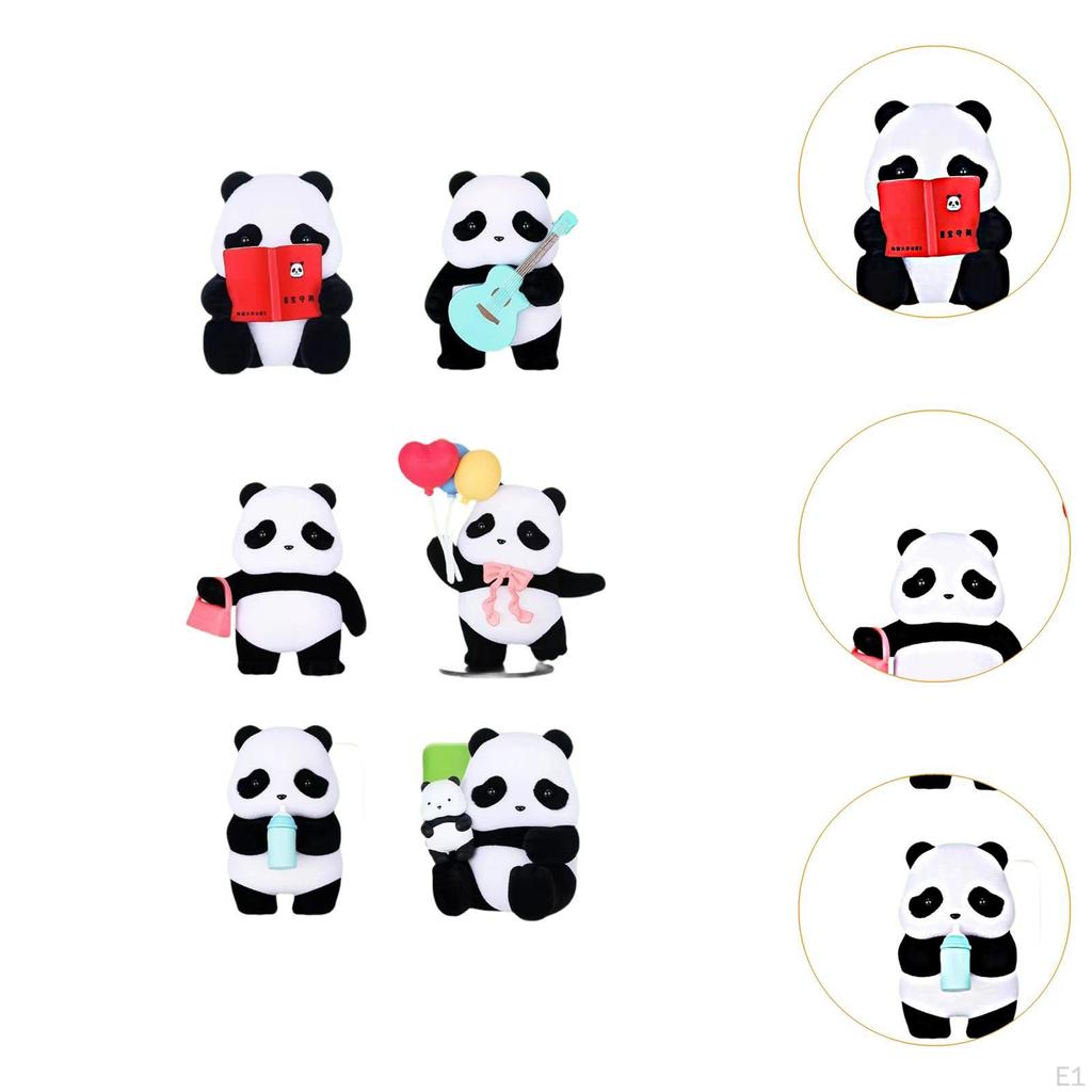 6 шт., милая статуя панды, украшение, фигурка животного для внутреннего стола, офиса