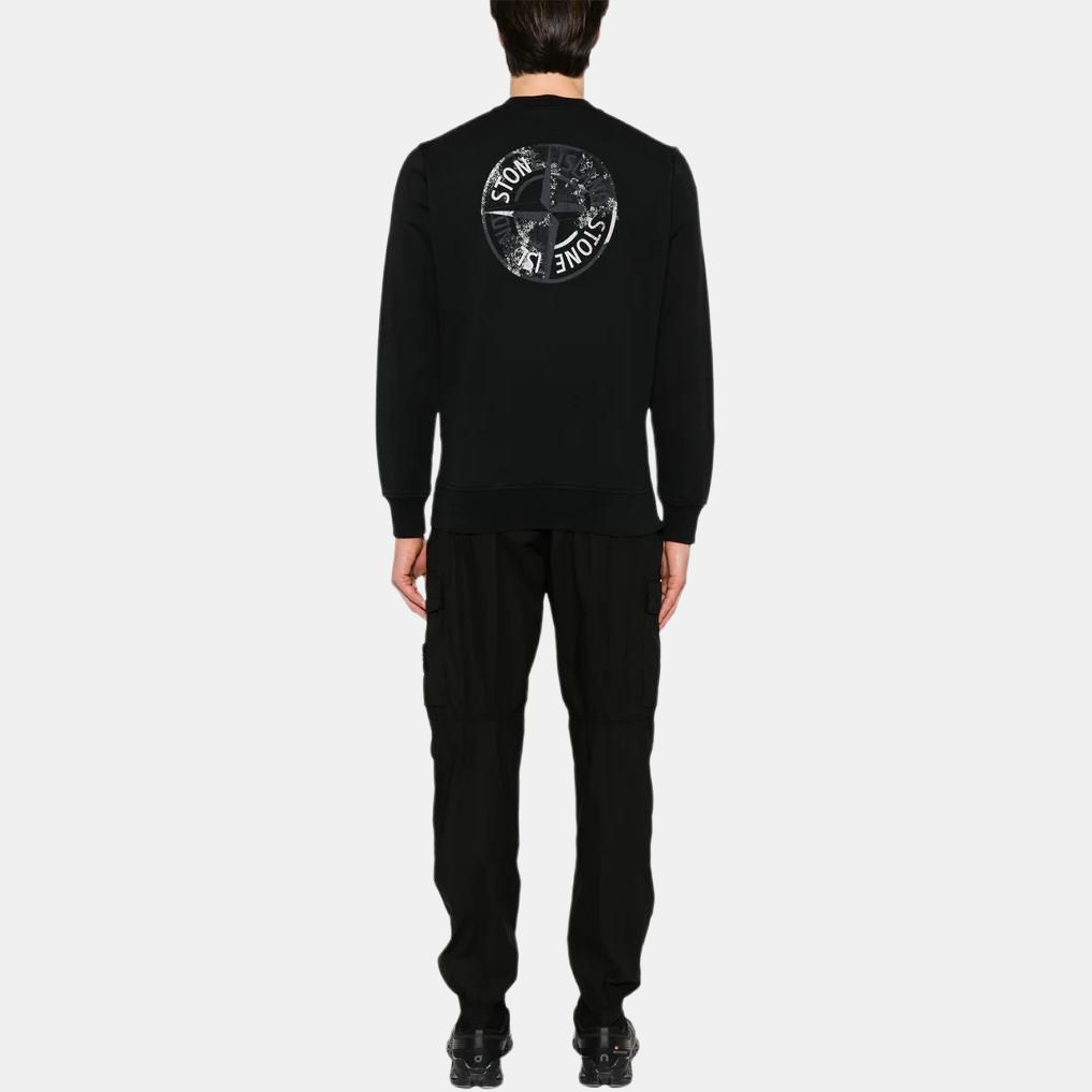STONE ISLAND Мужской свитшот с рубчатым воротником, круглым вырезом и длинными рукавами, черный K1S1561006-65S0083-V0029