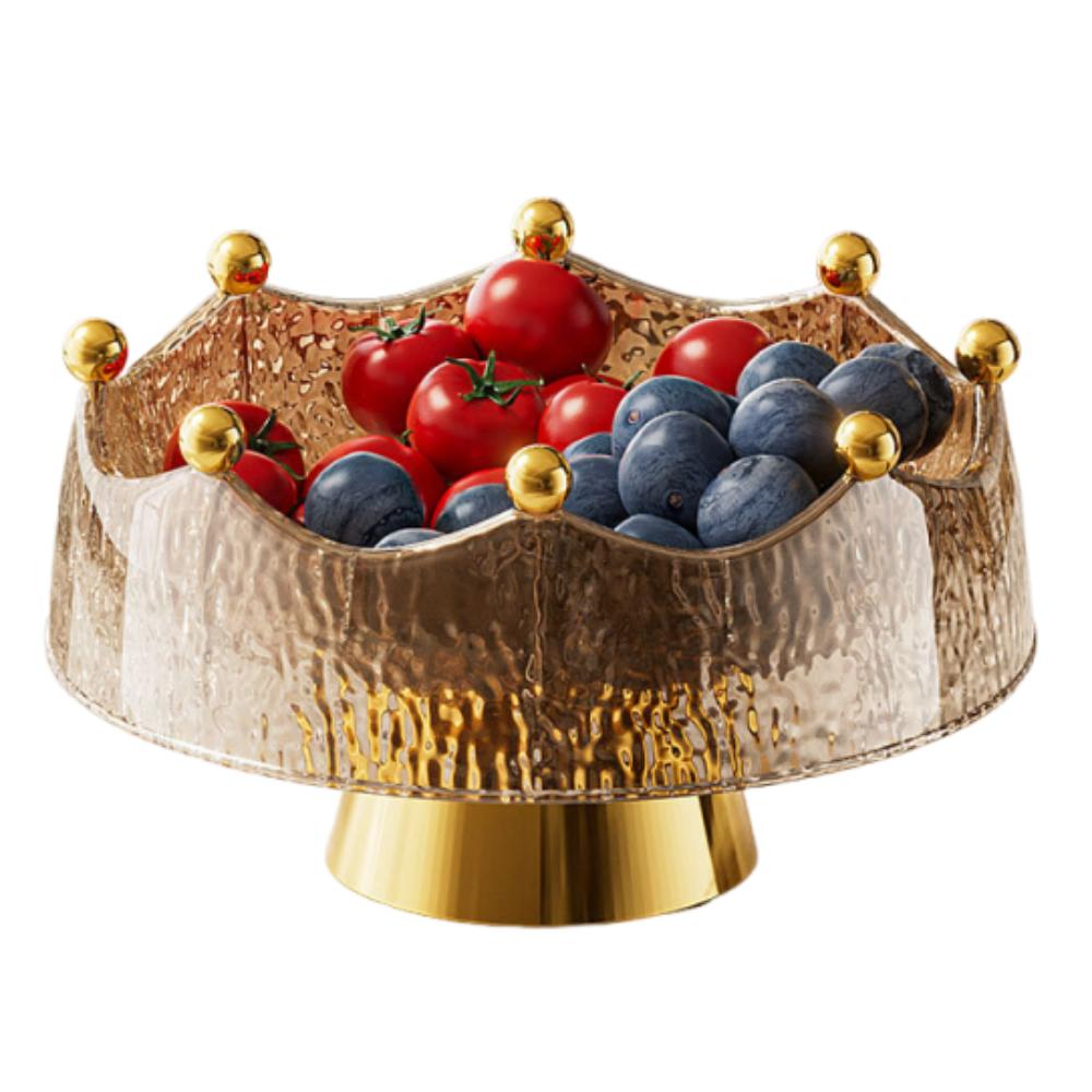 Plastic Fruit Water-Filtering Bowl Crown Design Snack Storage Plate Salad Plate Fork Set Picnics