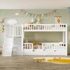 Children's bunk bed, with slide and stairs, with 2 drawers, with magnetic door, without mattress, solid wood, white, 90*200(OLD SKU:322135678AAW-1)