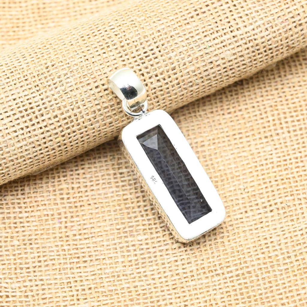 Изысканный ювелирный кулон ручной работы из стерлингового серебра 925 пробы с драгоценным камнем иолит для женщин