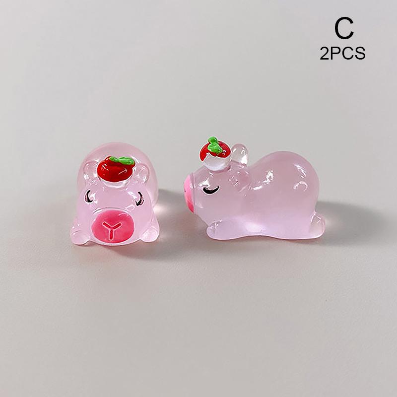 2 шт. Мини светящиеся в темноте милые капибары смоляные украшения микро животное брелок кулон DIY изготовление ювелирных изделий ландшафтный домашний декор