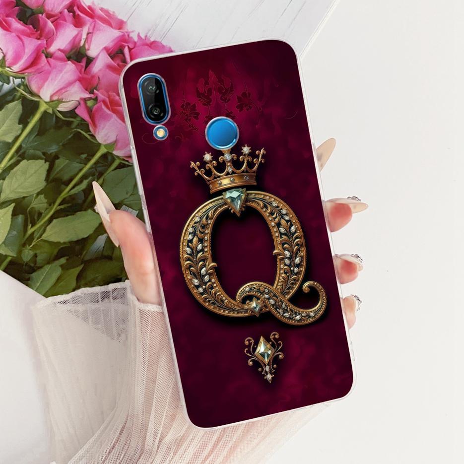 For Huawei P20 Lite Case ANE-LX1 ANE-LX2 ANE-LX3 Luxury Crown Letters Cover Soft Slim Phone Case For Huawei Nova 3E P20Lite Bags