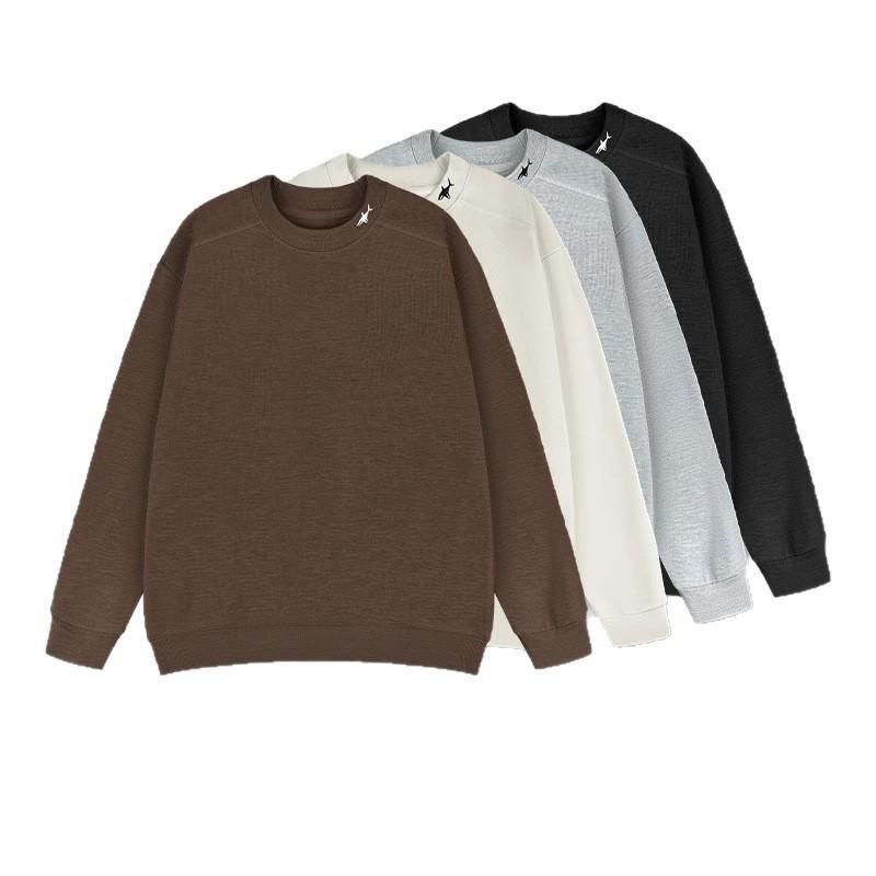 Mens Casual Round Neck Embroidered Sweatshirt Loose Fit Winter Fashion Top