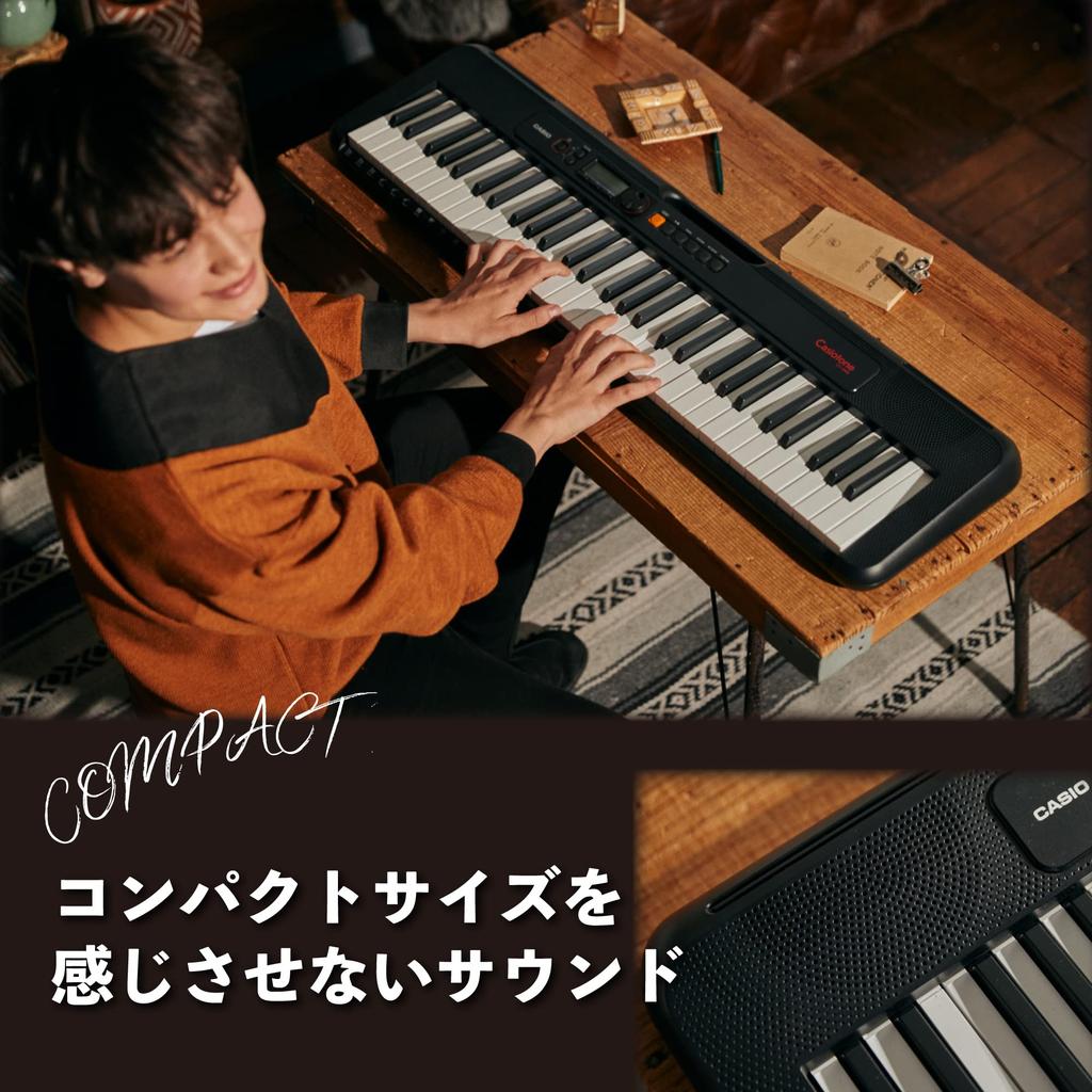 CASIO Электронная клавиатура Casiotone Casiotone 61 клавиша Легкая, компактная, удобная для переноски, 2-канальный источник питания [Эксклюзивно для Amazon] CT-S195 (черный) &