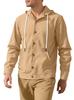 Men's Cotton Linen Hooded Shirt Casual Button Down Long Sleeve Beach Shirt Spring Autumn Loose Fit