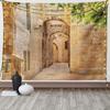Старый двор, античный каменный дом, современный ретро настенный декор для гостиной, общежития, ретро уличный пейзаж, гобелен