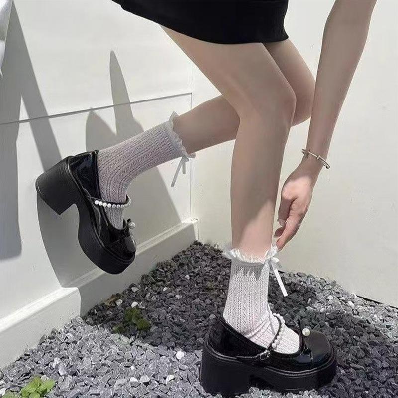 Белые туфли-лодочки на толстом каблуке и платформе с круглым носком, женские новые летние туфли Мэри Джейн для юбки