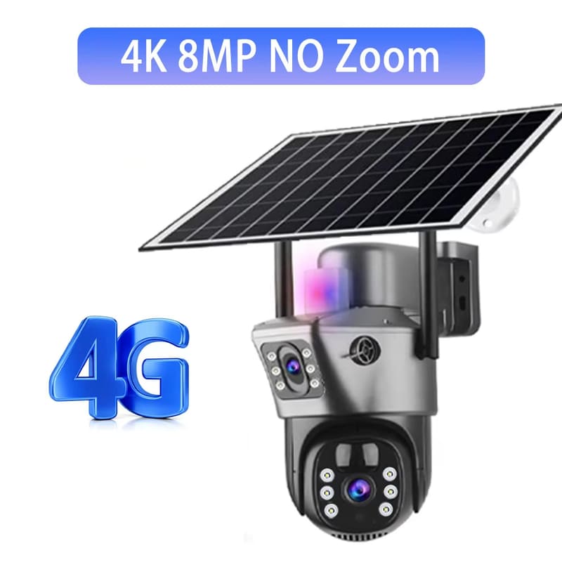 LS VISION 10-кратный зум 4G солнечная камера видеонаблюдения наружная 6K 12MP три объектива 360 PTZ беспроводные камеры безопасности с автоматическим отслеживанием V380 Pro APP
