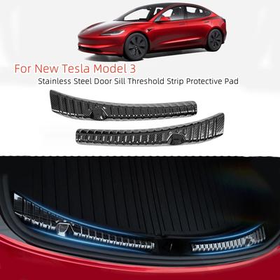 Для Tesla Model 3 Highland 2024 наклейки на задний багажник автомобиля, чехлы для порогов, защитная пластина для ног, декоративные автомобильные аксессуары