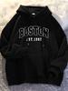 Men'S Boston Graphic Hoodie Stylish Casual Wear for Men, Sporty Pullover Sporty Hoodie Smooth Texture Finish Hoodies for Guys